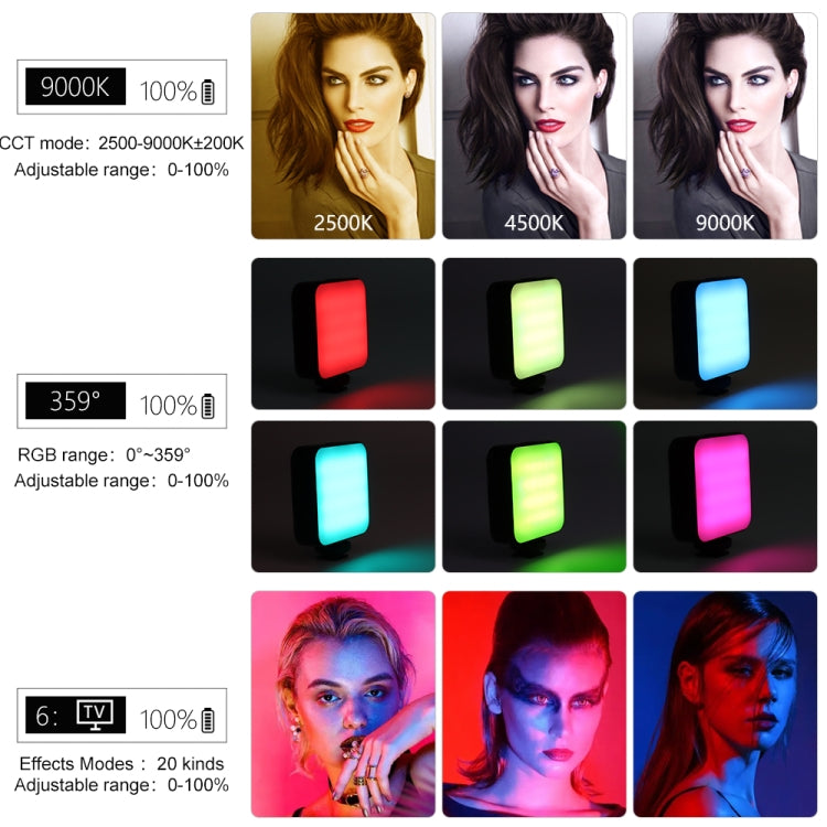 VLOGLITE W64RGB Luz de Relleno LED 20 Modos para Transmitir
