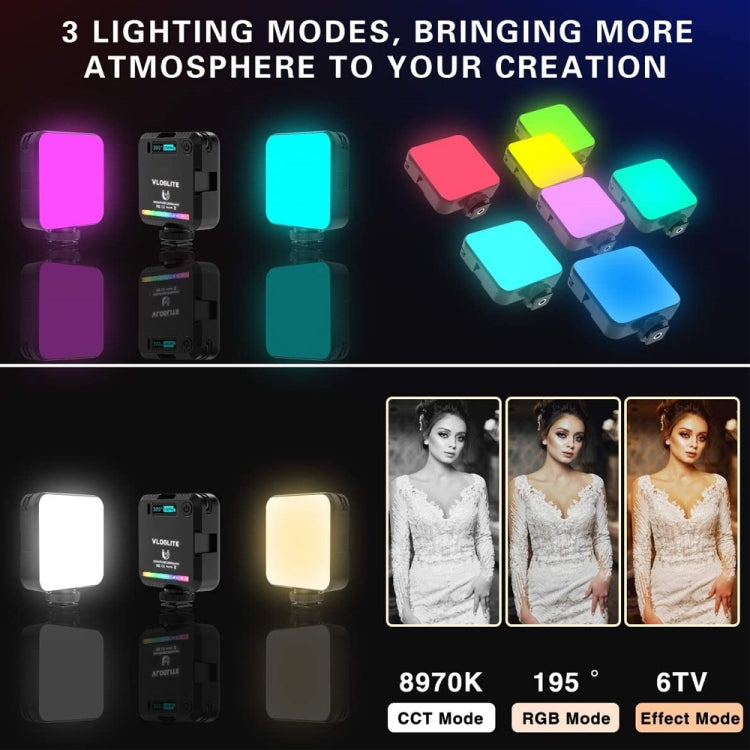 VLOGLITE W64RGB Luz de Relleno LED 20 Modos para Transmitir