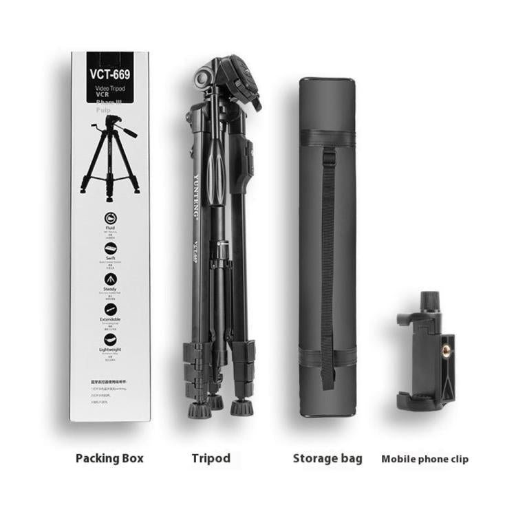 YUNTENG VCT-669 Trípode para Smartphone Altura Ajustable