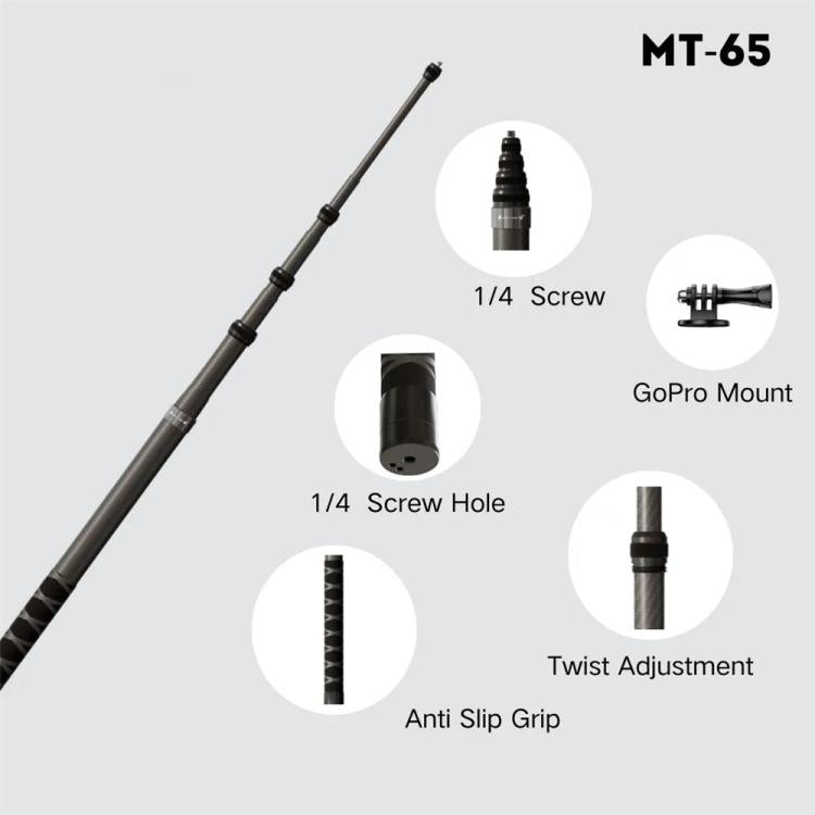 JMARY MT-65 Monopodo Selfie Stick 3m Fibra de Carbono
