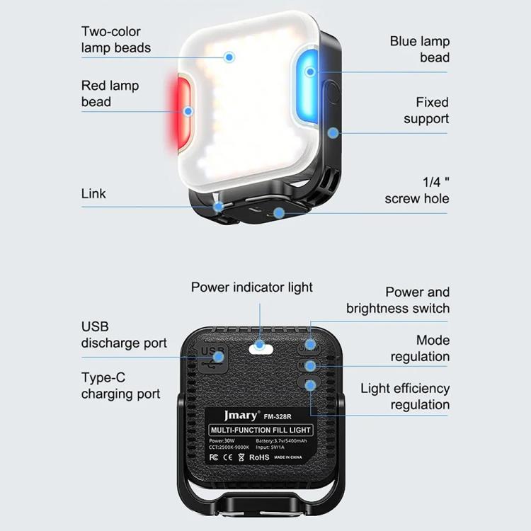 JMARY FM-328R Luz LED Exterior Acampar Temperatura Ajustable