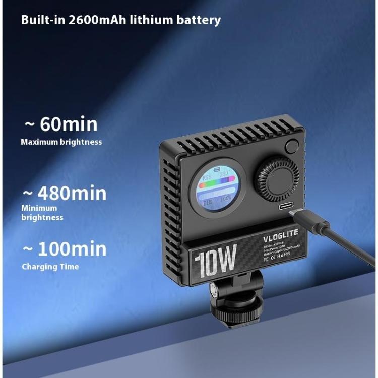 VLOGLITE K10RGB Luz Cámara LED 20 Modos Dinámicos Portátil
