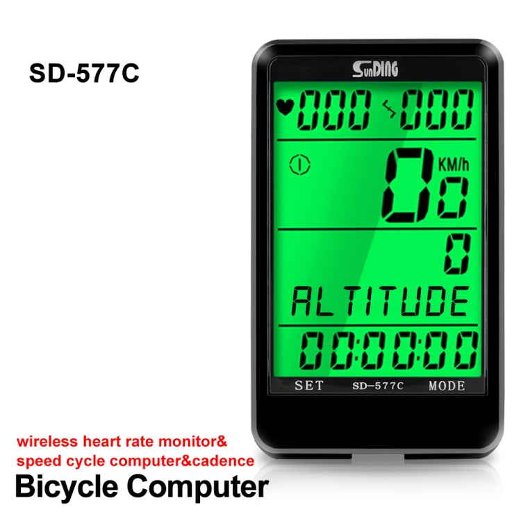 SUNDING SD-577C ordenador de ciclismo retroiluminación LCD impermeable cronómetro inalámbrico MTB bicicleta odómetro cronómetro velocímetro de bicicleta
