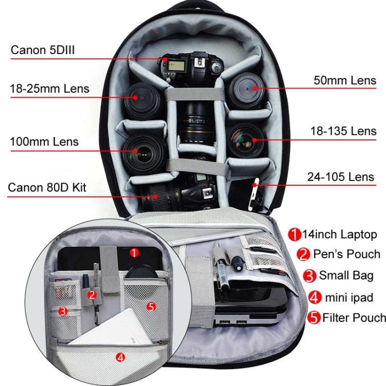 CADeN D10 USB SLR Bolsa Para Cámara Impermeable Negra