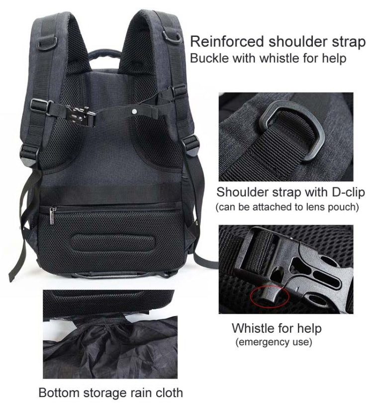 CADeN D10 USB SLR Bolsa Para Cámara Impermeable Negra