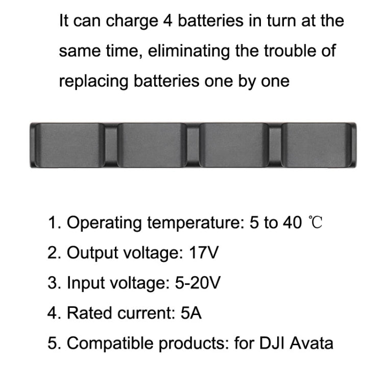 DJI Avata Cargador DJI Avata Battery Charger Carga 4 Baterías Simultáneamente