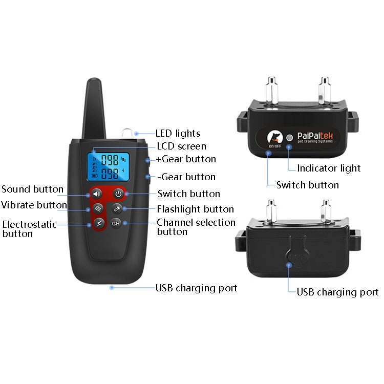 PaiPaitek PD526-3 Collar Entrenamiento Perros Control Remoto