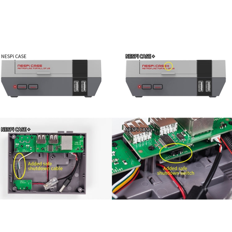 Retroflag NESPi Case Plus Caja de consola para Raspberry Pi LED de alimentación