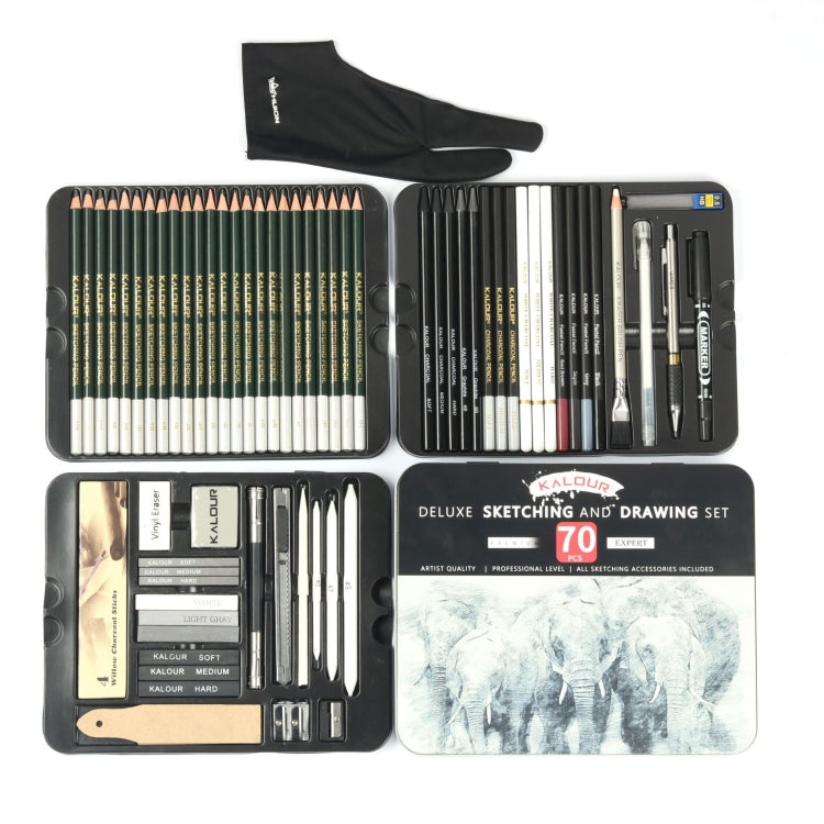 Kalour 70 en 1 Sketch Pencil Iron Box Set Estuche de Arte