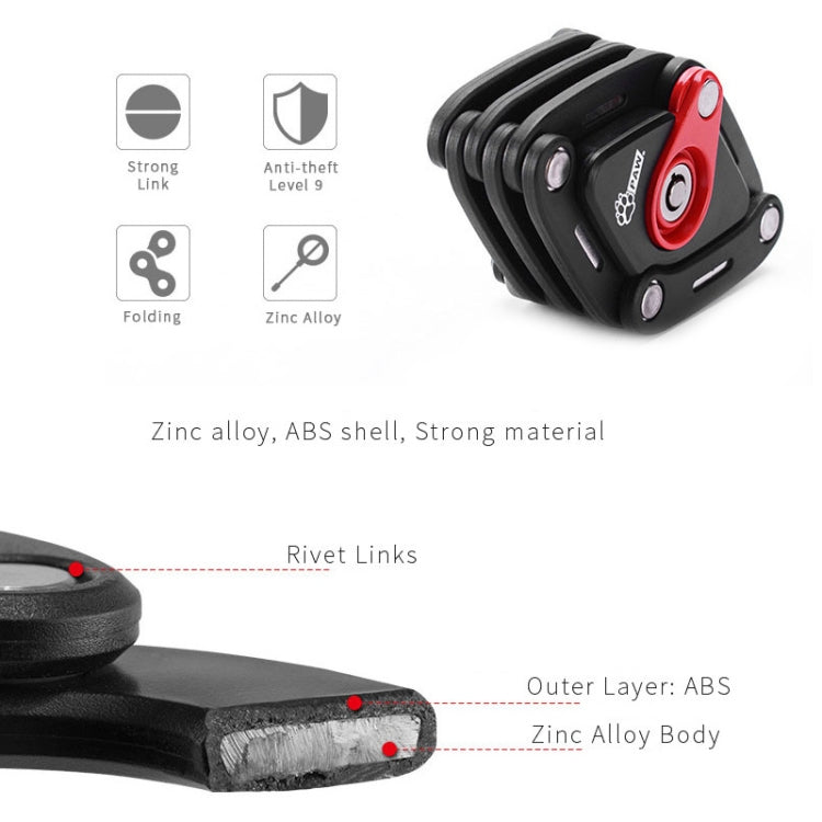PAW 83Cm Candado Plegable Para Bicicleta Cadena Reforzada
