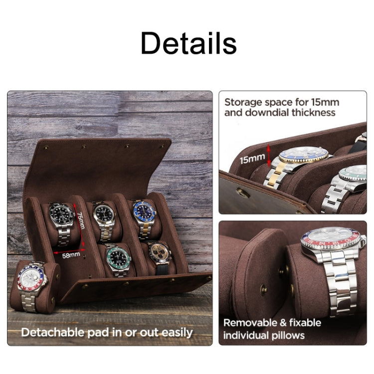 Contactos Familia Caja De Reloj De Viaje Crazy Horse Vintage 6 Relojes