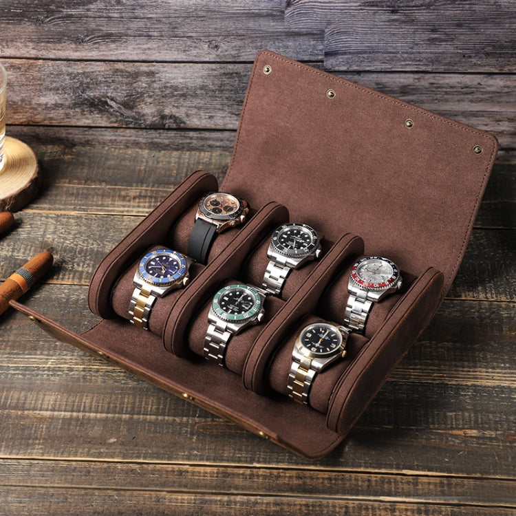 Contactos Familia Caja De Reloj De Viaje Crazy Horse Vintage 6 Relojes