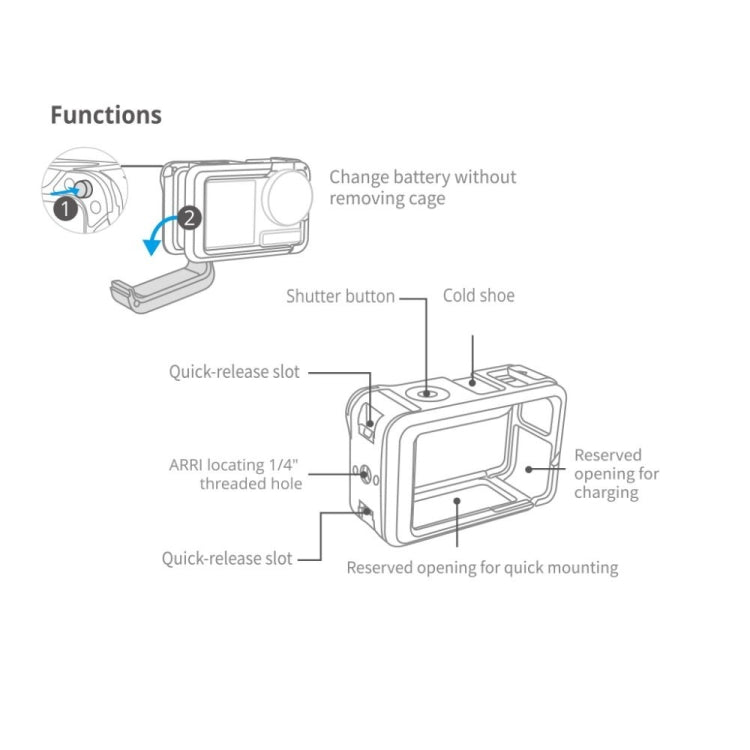 PGYTECH DJI Osmo Action 3 Marco Protector de Aleación de Aluminio