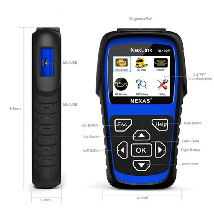 NexLink NL102P Escáner OBD2 Camiones Pesados OBDII Pro