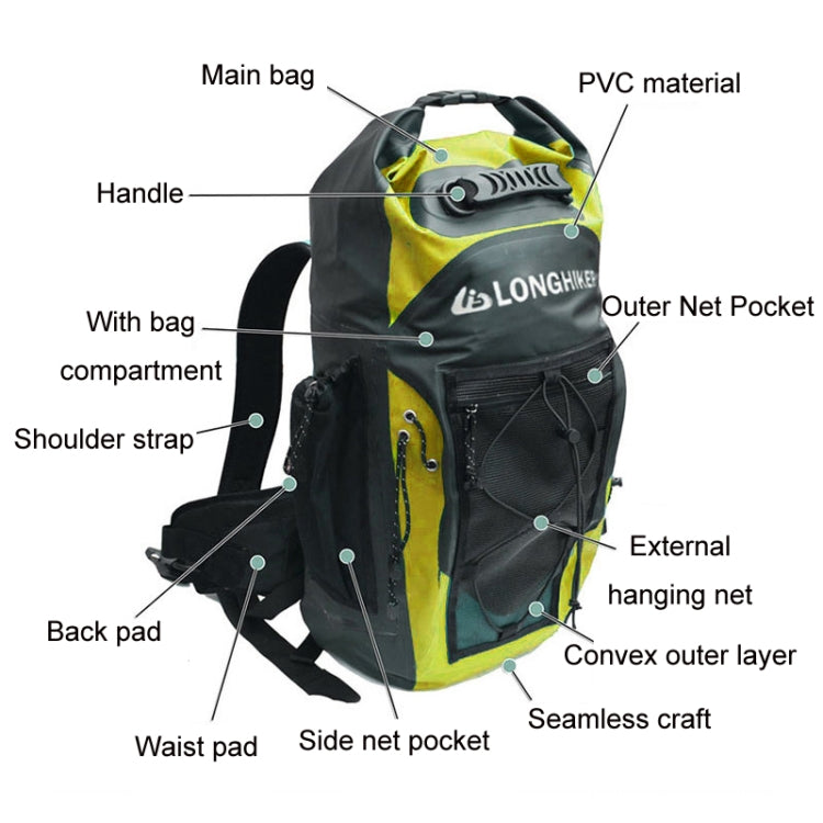 LONGHIKER Mochila 30L Impermeable IPX7 Buceo Extremo
