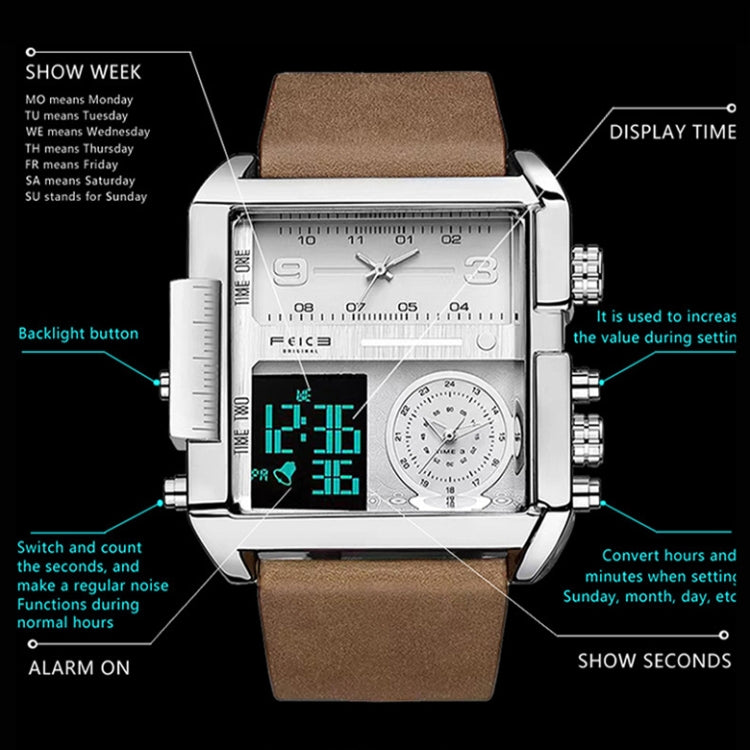 BINBOND B3332 Reloj Deportivo Cuadrado Cuarzo 30 Metros