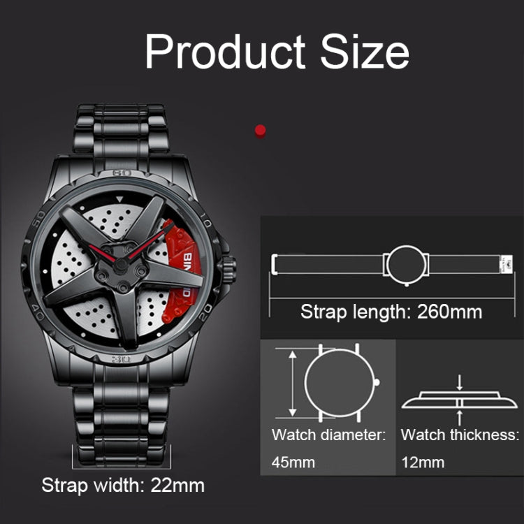 BINBOND D002 Car Hub Dial Reloj Hombre 30m Elegante