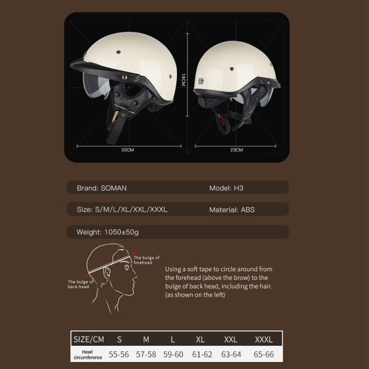 SOMAN Casco Moto Medio Ajustable Con Espejo Interior