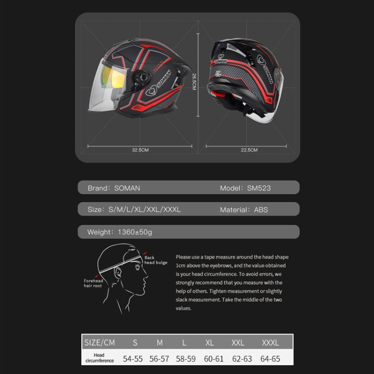 SOMAN Casco de Equitación Motocicleta Doble Lente HD Ajustable