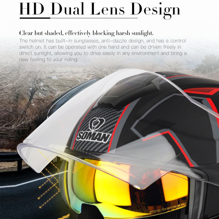 SOMAN Casco de Equitación Motocicleta Doble Lente HD Ajustable