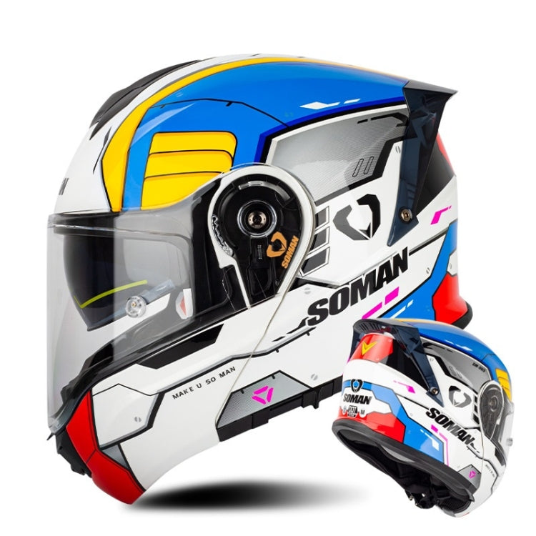 SOMAN Racing Casco Moto Seguridad Doble Lente Supremo