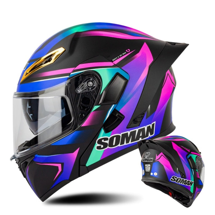 SOMAN Casco Integral Para Motocicleta Con Lentes Dobles Desmontables