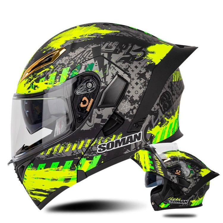 SOMAN Casco Integral Para Motocicleta Con Lentes Dobles Desmontables
