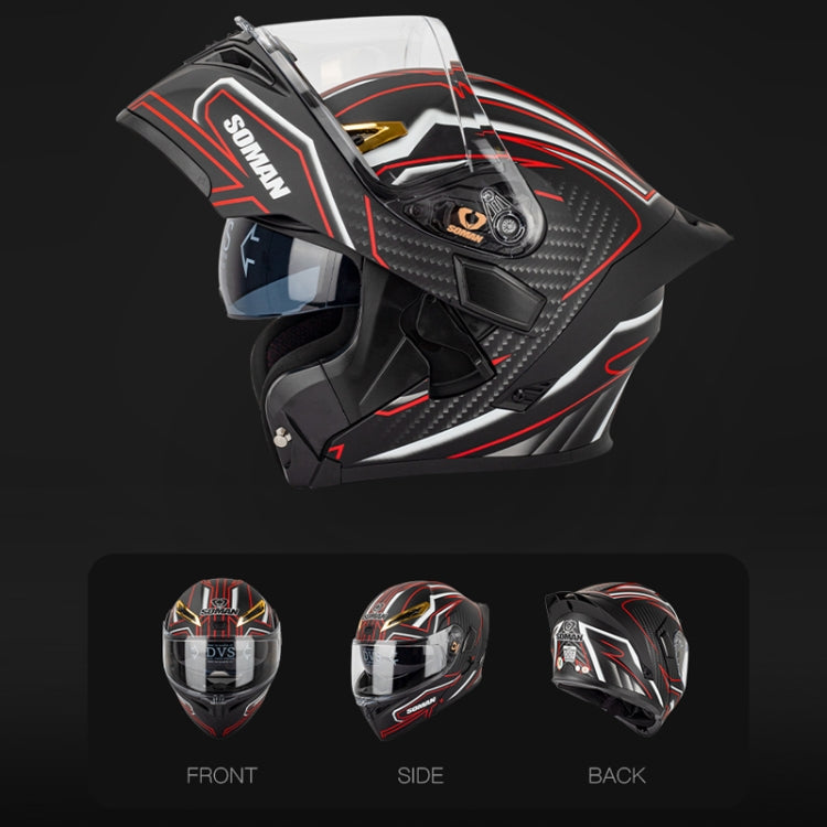 SOMAN Casco Integral Para Motocicleta Con Lentes Dobles Desmontables