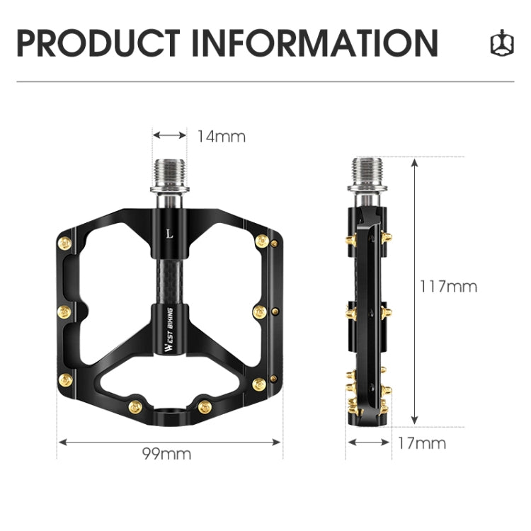 WEST BIKING Pedal MTB Ultraligero Con Buje De Carbono