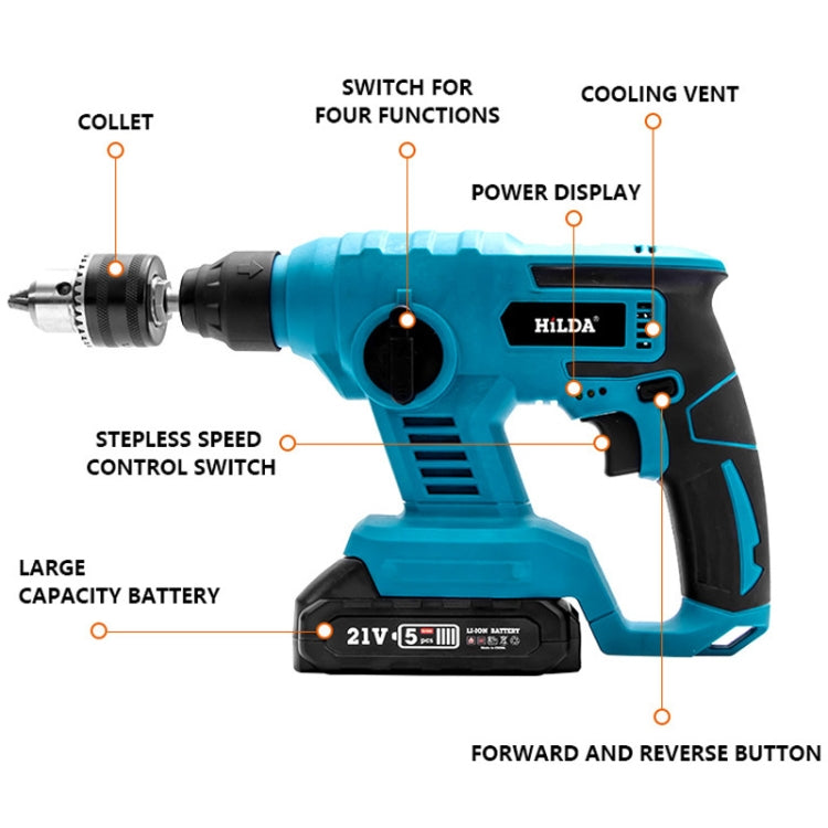 HILDA 12UnidsSet Taladro De Impacto Bateria 3000mAh