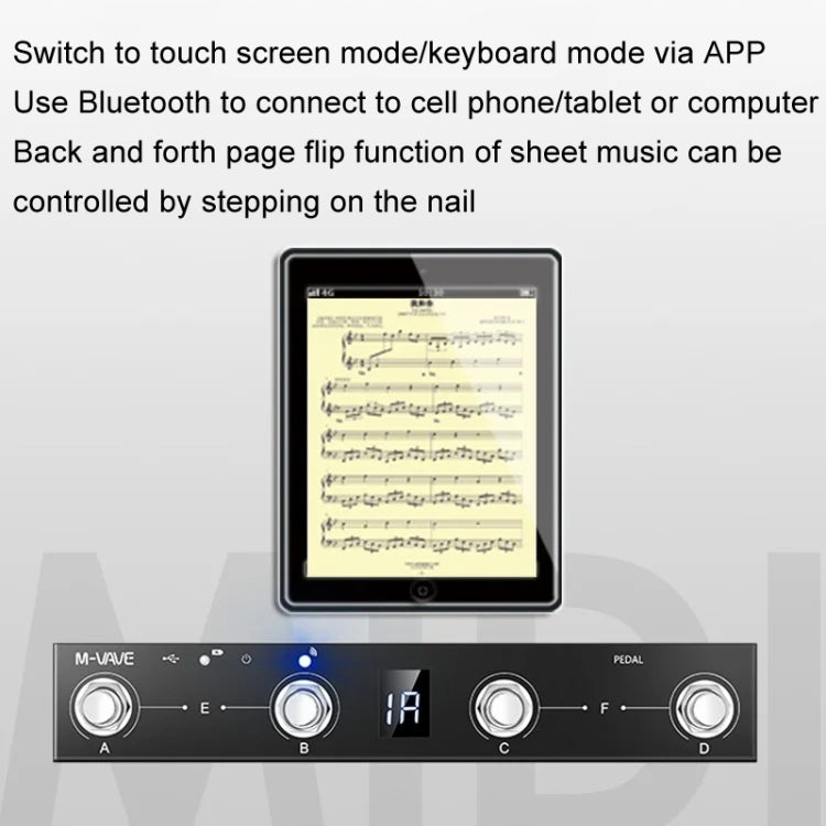 M-VAVE Controlador MIDI Bluetooth Pedal Page Turner Para Instrumentos Musicales