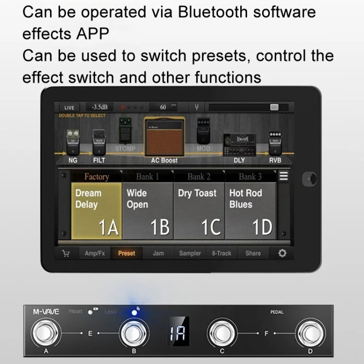 M-VAVE Controlador MIDI Bluetooth Pedal Page Turner Para Instrumentos Musicales