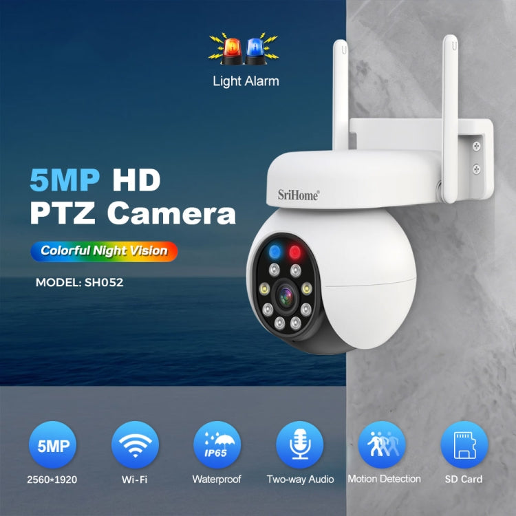 SriHome SH052B WiFi Cámara PTZ IP AI Seguimiento Exterior