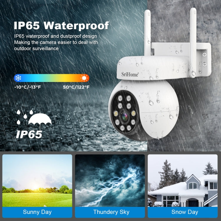 SriHome SH052B WiFi Cámara PTZ IP AI Seguimiento Exterior