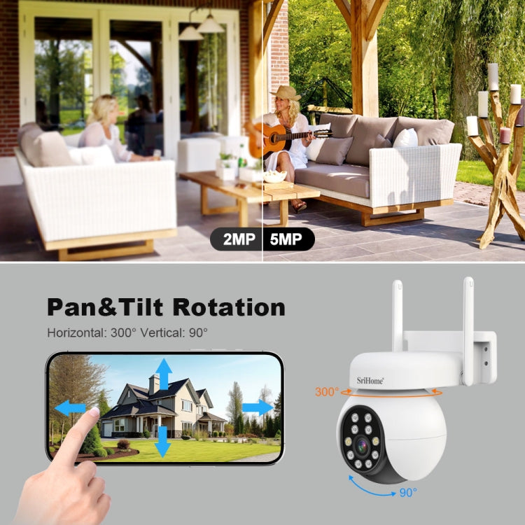 SriHome SH052B WiFi Cámara PTZ IP AI Seguimiento Exterior