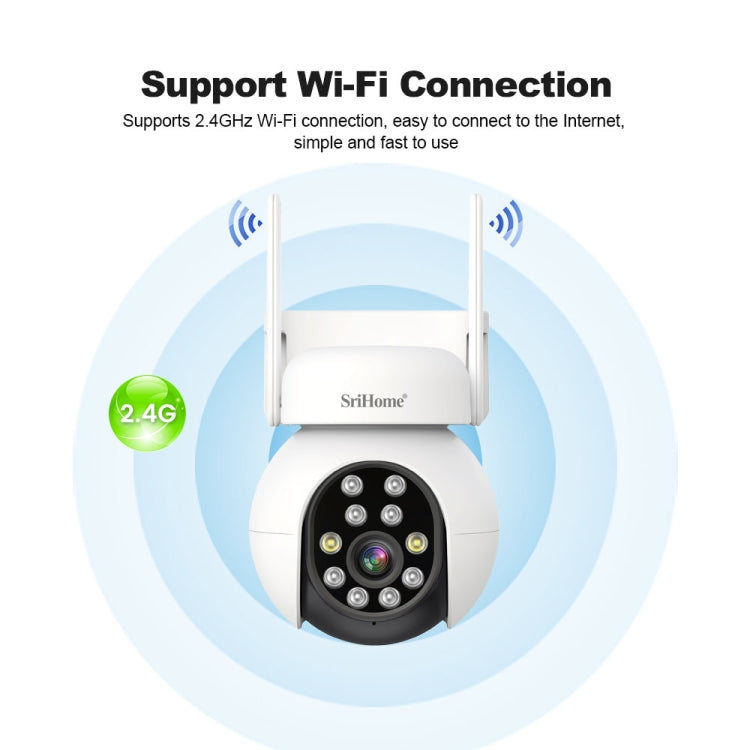 SriHome SH052B WiFi Cámara PTZ IP AI Seguimiento Exterior