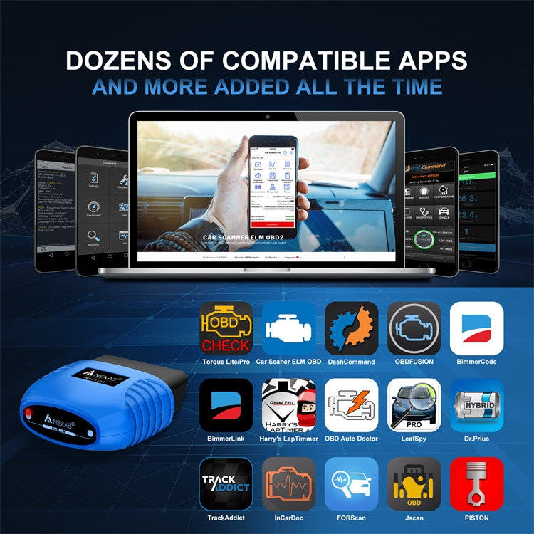 Nexas OBD2 Bluetooth 5.0 Escáner IOS Android Monitoreo Real