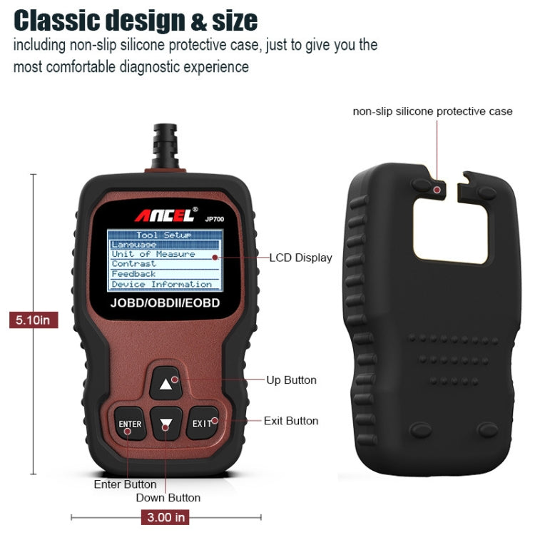 Ancel JP700 Escáner diagnóstico OBD II JOBD para coches