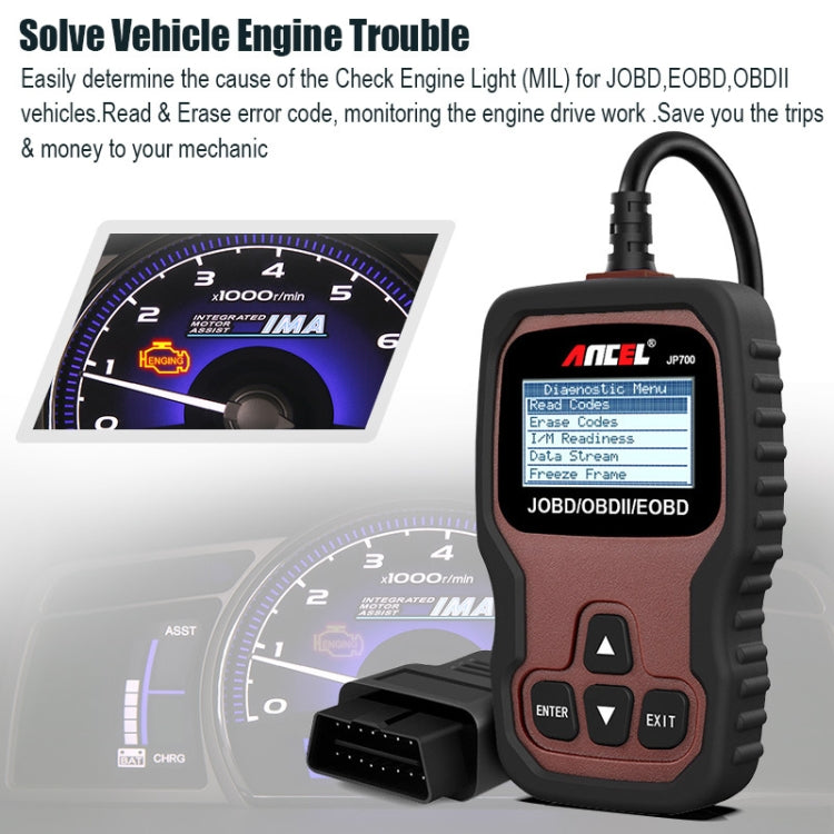 Ancel JP700 Escáner diagnóstico OBD II JOBD para coches