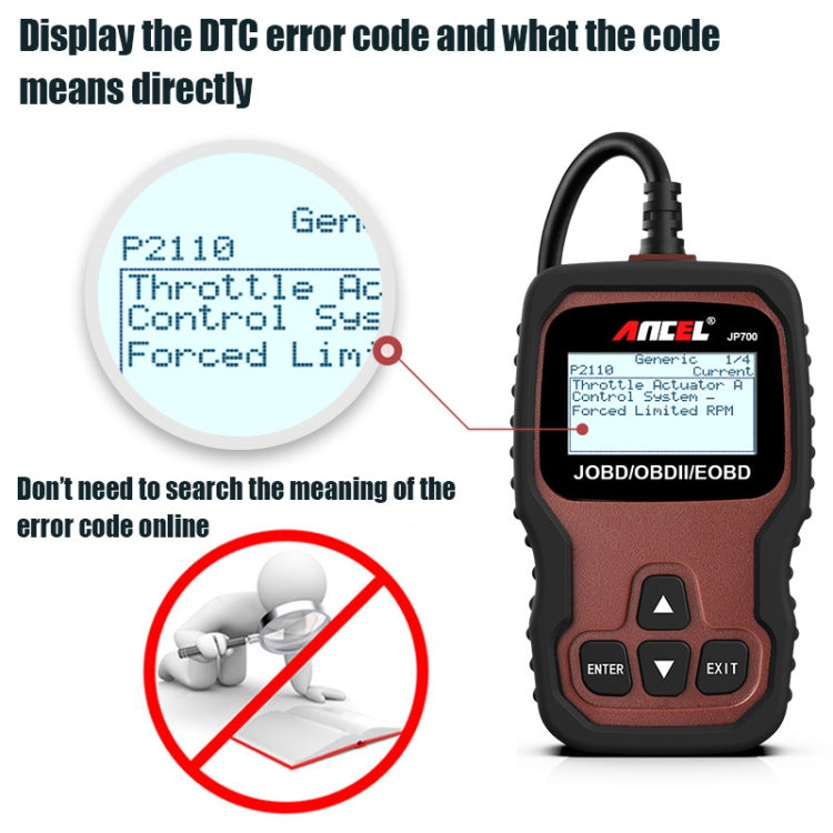 Ancel JP700 Escáner diagnóstico OBD II JOBD para coches