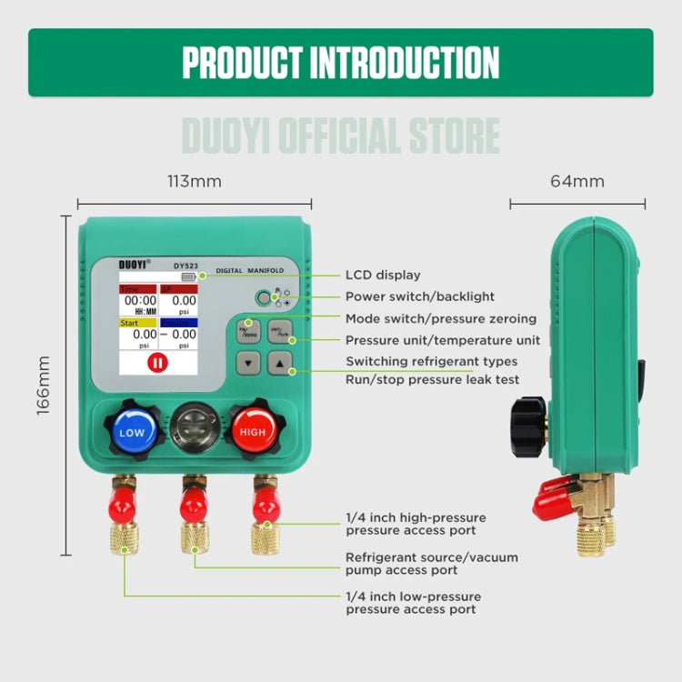 DUOYI DY523 Medidor de Vacío Automotriz Con Prueba Dual