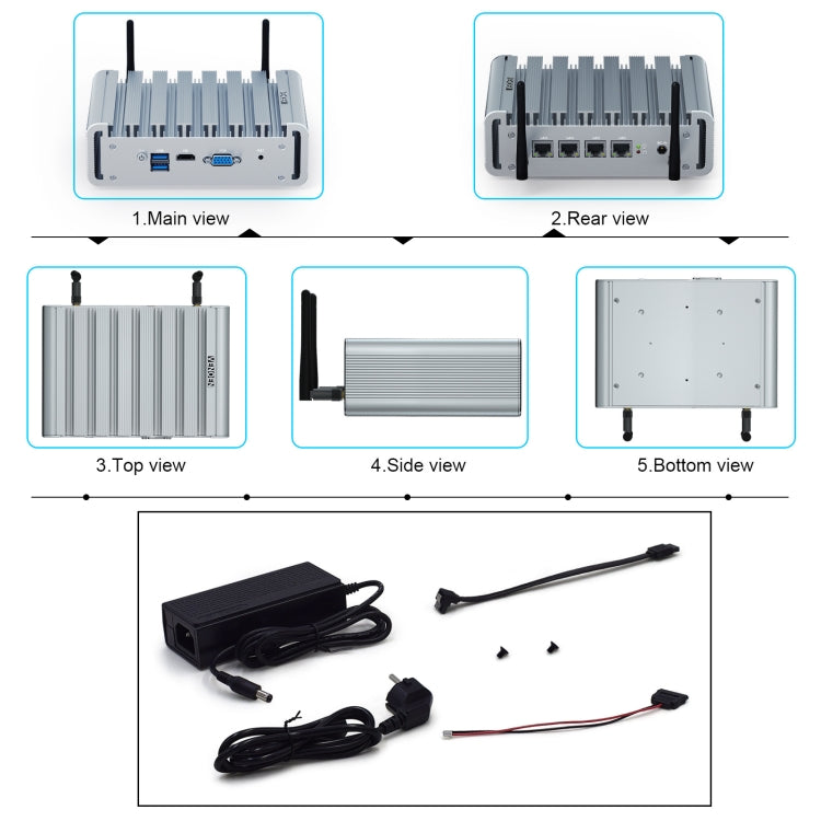 Hystou P09B-J4125-4L Mini PC Industrial 8GB+128GB Compacto