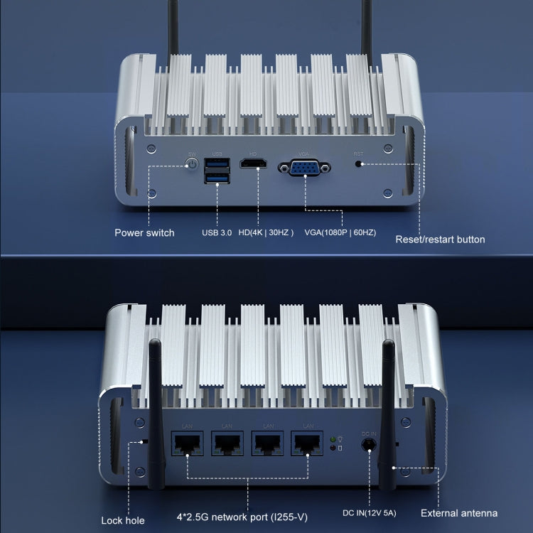 Hystou P09B-J4125-4L Mini PC Industrial 8GB+128GB Compacto