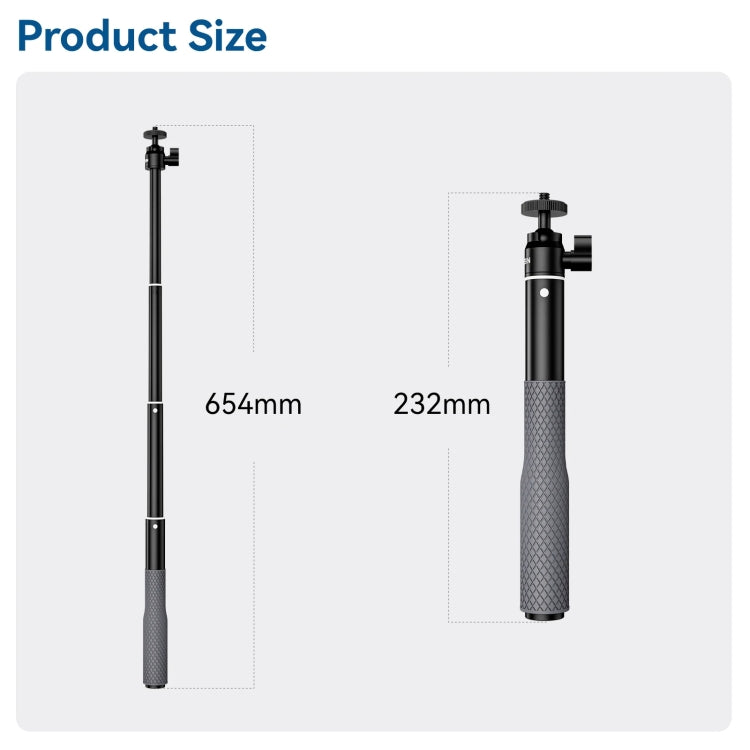 Palo Selfie Stick 65,4 cm Aluminio Cabeza Bola 360