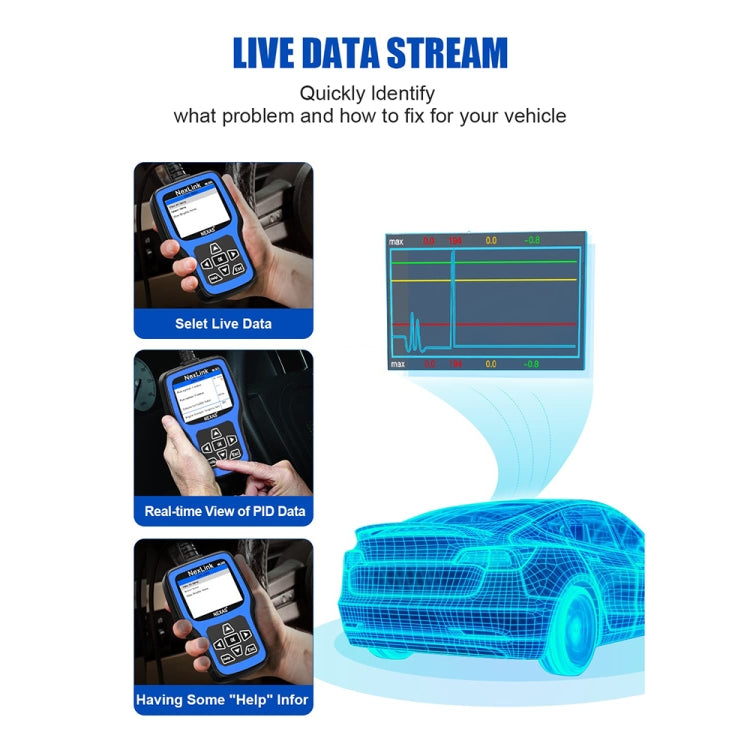 Nexas NL101 Escáner OBD2 Herramienta de Diagnóstico y Probador Batería 6V 12V