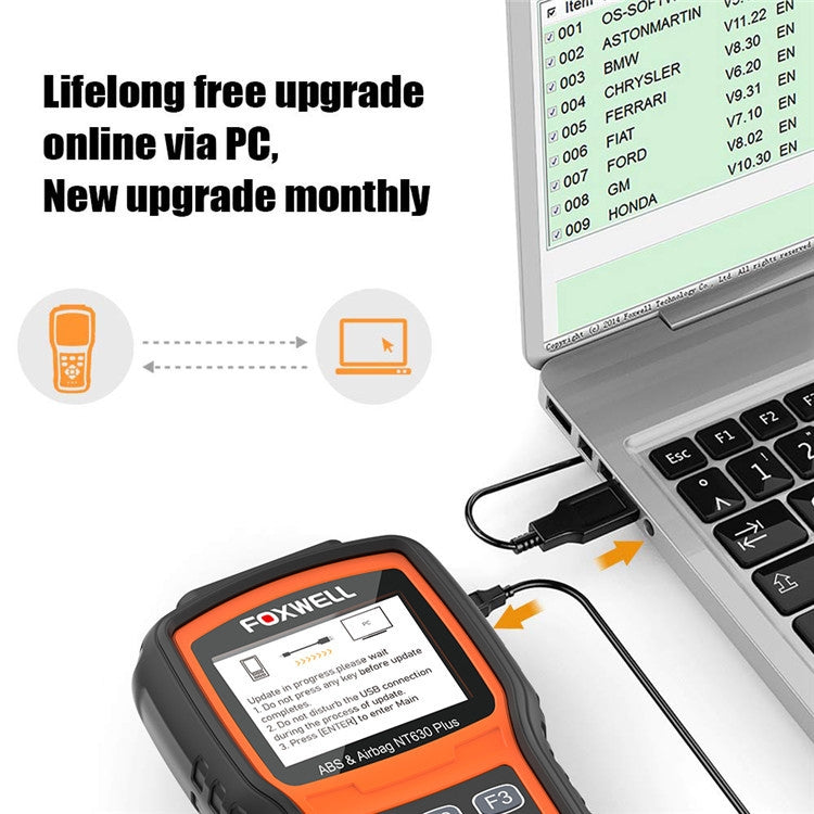 FOXWELL NT630 Plus Escáner OBD2 Purga ABS Automática