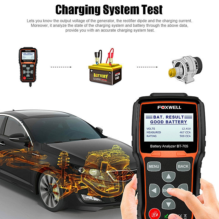 FOXWELL BT705 Analizador De Batería Automotriz Prueba De Carga