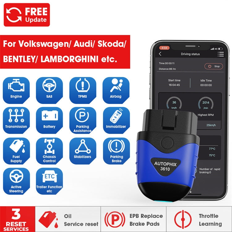 Autophix 3610 Escáner Bluetooth para VW Audi Skoda Seat