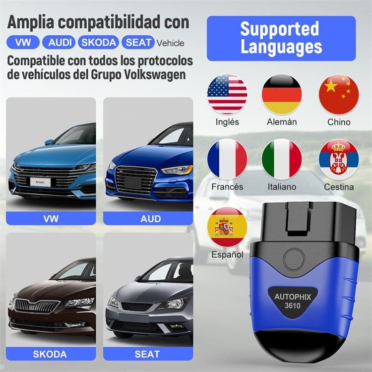 Autophix 3610 Escáner Bluetooth para VW Audi Skoda Seat