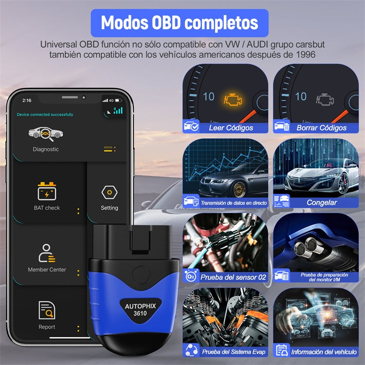 Autophix 3610 Escáner Bluetooth para VW Audi Skoda Seat